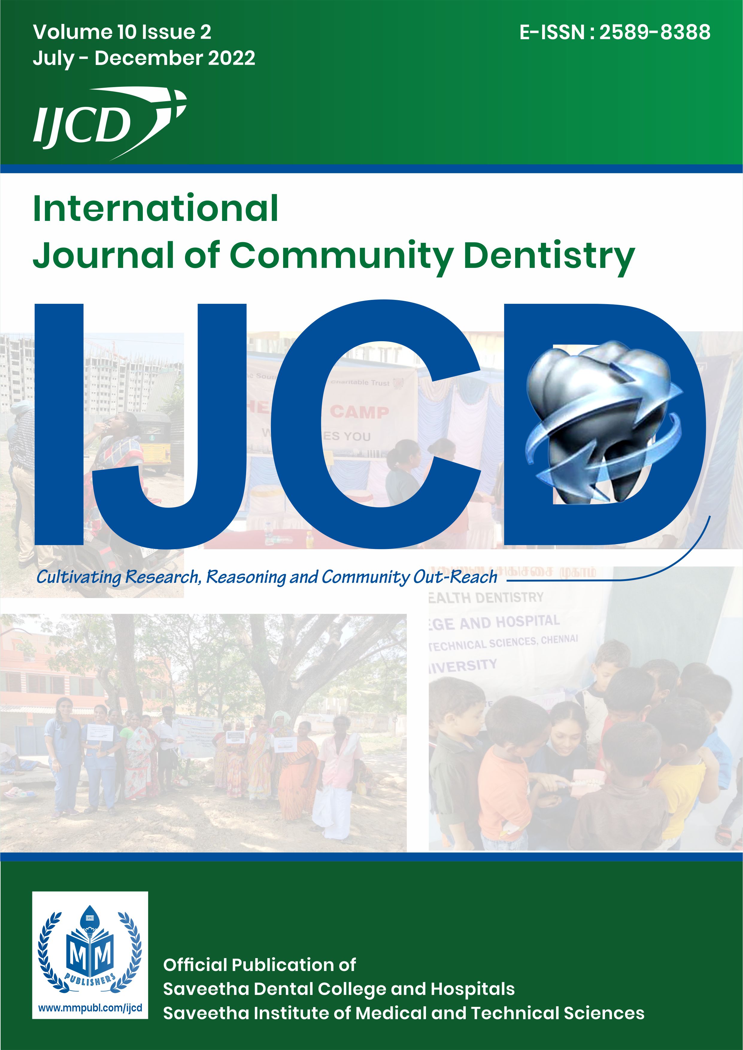 					View Vol. 10 No. 2 (2022): International Journal of Community Dentistry
				